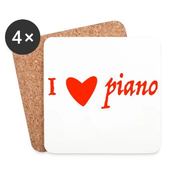 I love piano - Untersetzer (4er-Set) - Weiß - Vorne