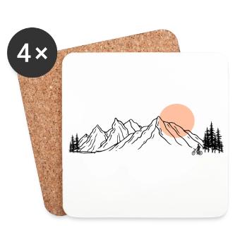 Sunset Ride Line Art sur noir - Dessous de verre (lot de 4) - blanc - Devant