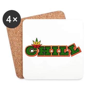Psychédélique Chill Cannabis Word Art - Dessous de verre (lot de 4) - blanc - Devant