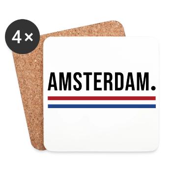 Amsterdam – Chemise streetwear minimale - Dessous de verre (lot de 4) - blanc - Devant