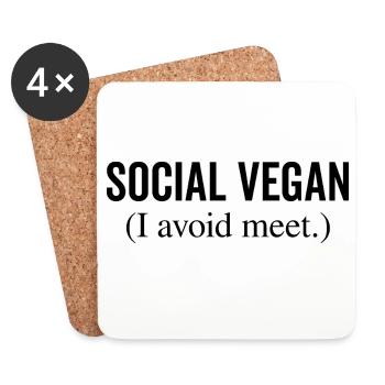 Sozial Vegan Ich Vermeide Treffen - Untersetzer (4er-Set) - Weiß - Vorne