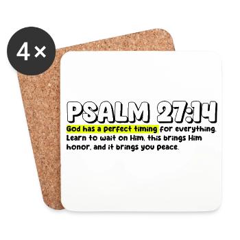 Psalm 27:14 | Bible Quote - Coasters (set of 4) - white - Front