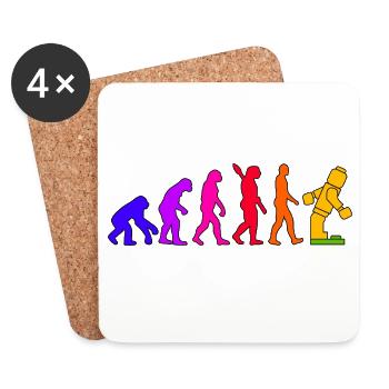 Klemmbaustein Evolution Menschheit Noppenbaustein - Untersetzer (4er-Set) - Weiß - Vorne