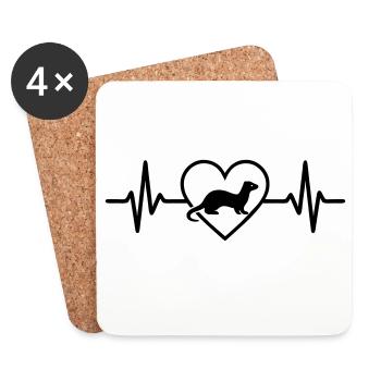 Ferret Heart - Coasters (set of 4) - white - Front