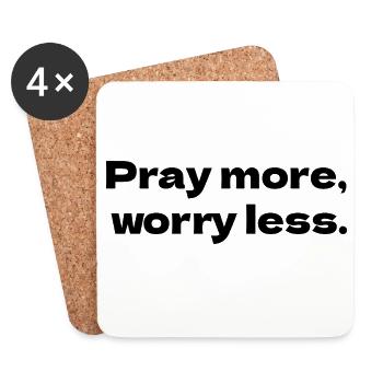 Pray more, worry less - Coasters (set of 4) - white - Front