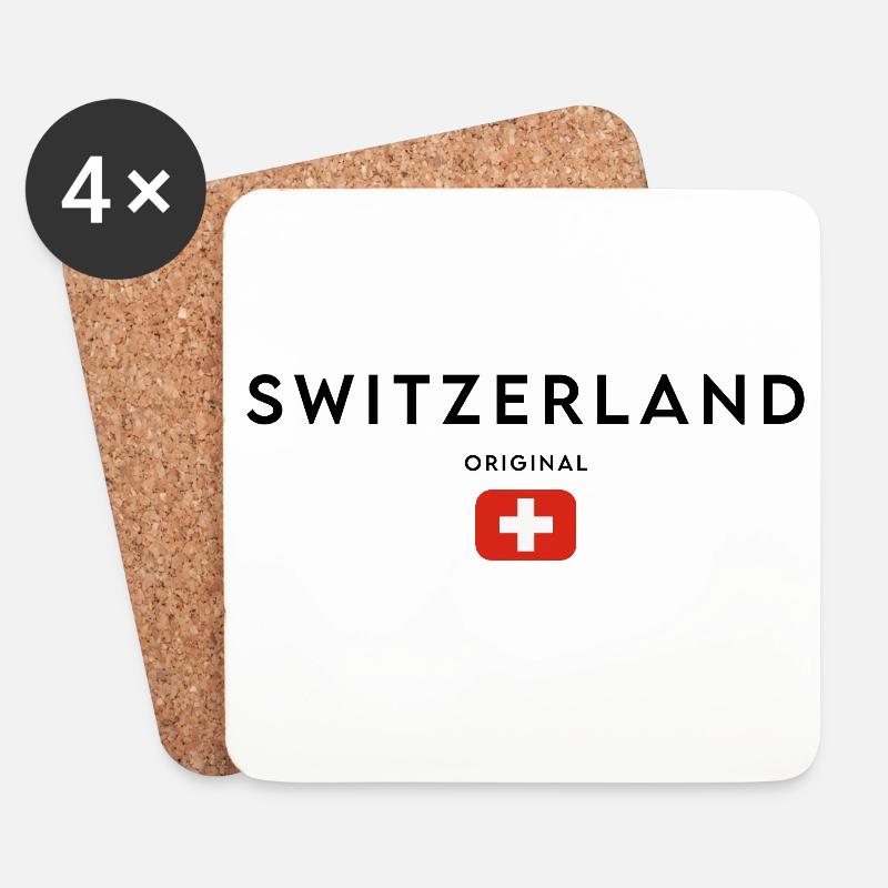 Schweizer Flagge, made in Switzerland - Untersetzer (4er-Set) - Weiß