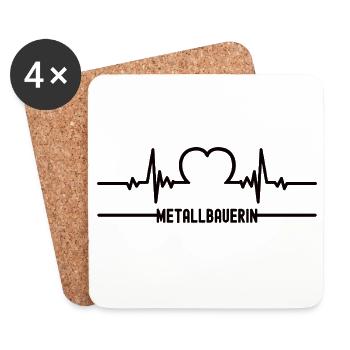 Battement de cœur Travailleur du métal Coeur ECG Travailleur du métal Femme - Dessous de verre (lot de 4) - blanc - Devant