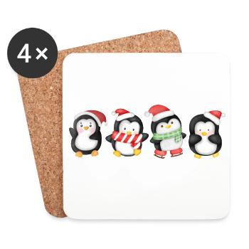 Drôle de pinguin Noël - Dessous de verre (lot de 4) - blanc - Devant