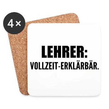 Lehrer: Vollzeit-Erklärbär - Untersetzer (4er-Set) - Weiß - Vorne