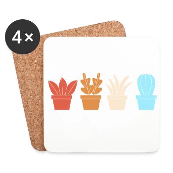 Cactus Plant Cacti - Coasters (set of 4) - white - Front