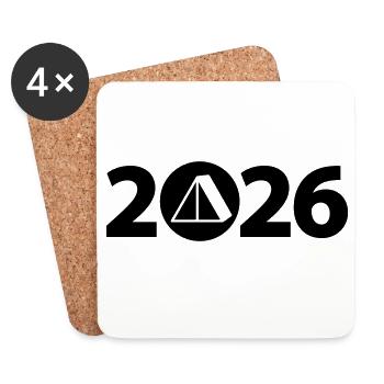 Camping 2026, Camping 2026, Plein air 2026 - Dessous de verre (lot de 4) - blanc - Devant