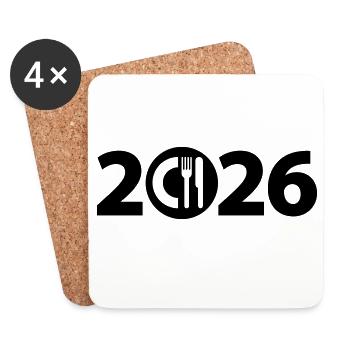 Chef 2026, Koch 2026, Restaurant 2026 - Untersetzer (4er-Set) - Weiß - Vorne