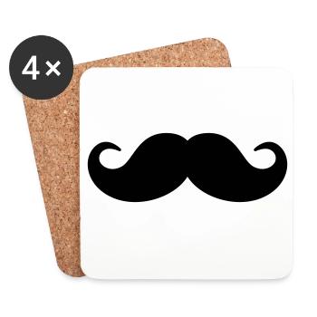 moustache - Dessous de verre (lot de 4) - blanc - Devant