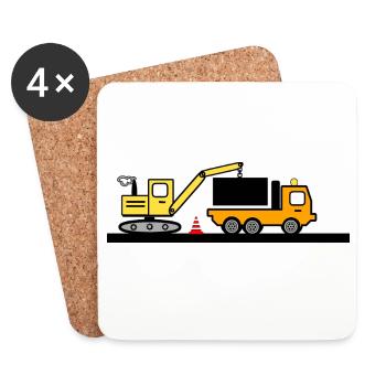 Excavatrice - Dessous de verre (lot de 4) - blanc - Devant