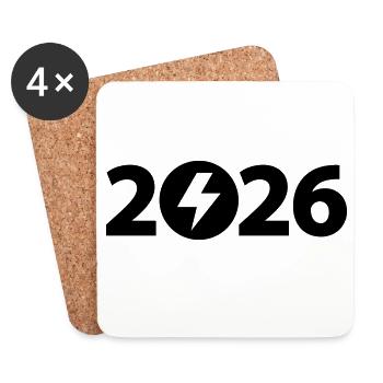 Haute tension 2026, Électricien 2026 - Dessous de verre (lot de 4) - blanc - Devant