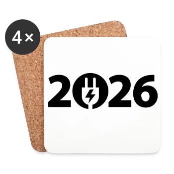 Électricien 2026, Technicien en électronique 2026, Électricité 2026 - Dessous de verre (lot de 4) - blanc - Devant
