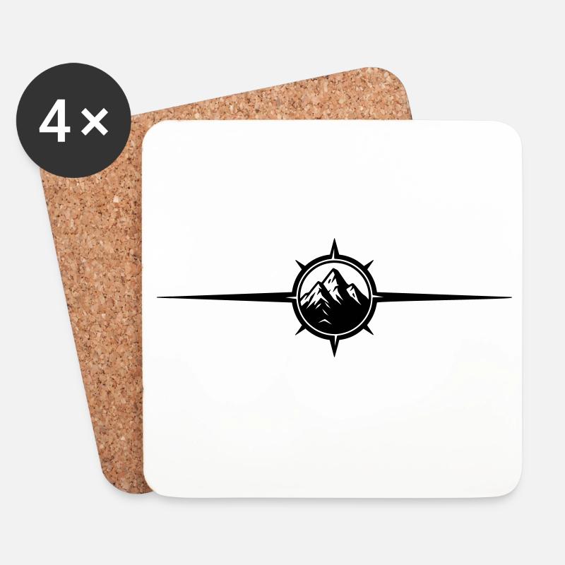 Kompass Symbol Berge - Untersetzer (4er-Set) - Weiß