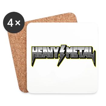 Heavy Metal 3D Type Logo with Lightning - Coasters (set of 4) - white - Front