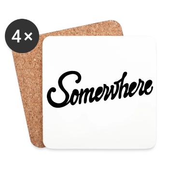 Somewhere Kalligrafie Handlettering Design - Untersetzer (4er-Set) - Weiß - Vorne