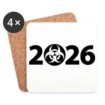 Biogefährdung 2026, Gefahr 2026, Spam 2026 - Untersetzer (4er-Set) - Weiß - Vorne
