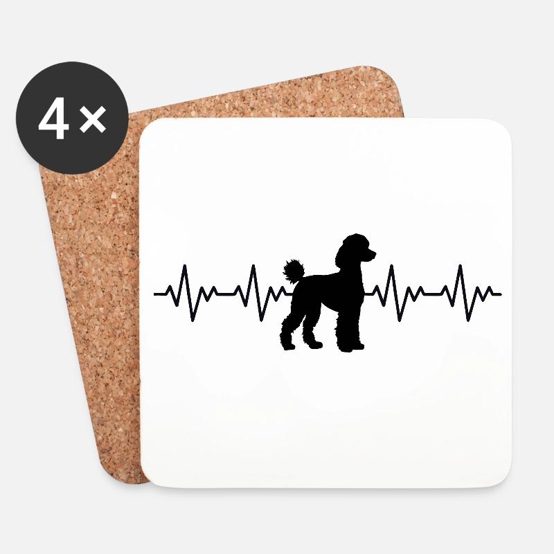 Pudel EKG Herzschlag - Untersetzer (4er-Set) - Weiß