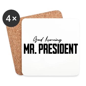 Guten Morgen Mr. President Witzige Geschenke Mann - Untersetzer (4er-Set) - Weiß - Vorne