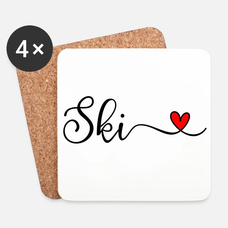 Ski - Untersetzer (4er-Set) - Weiß