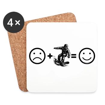 Motif de snowboard pour les vrais amoureux - Dessous de verre (lot de 4) - blanc - Devant