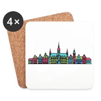 Bremen City Skyline Town Hall Line Art - Coasters (set of 4) - white - Front