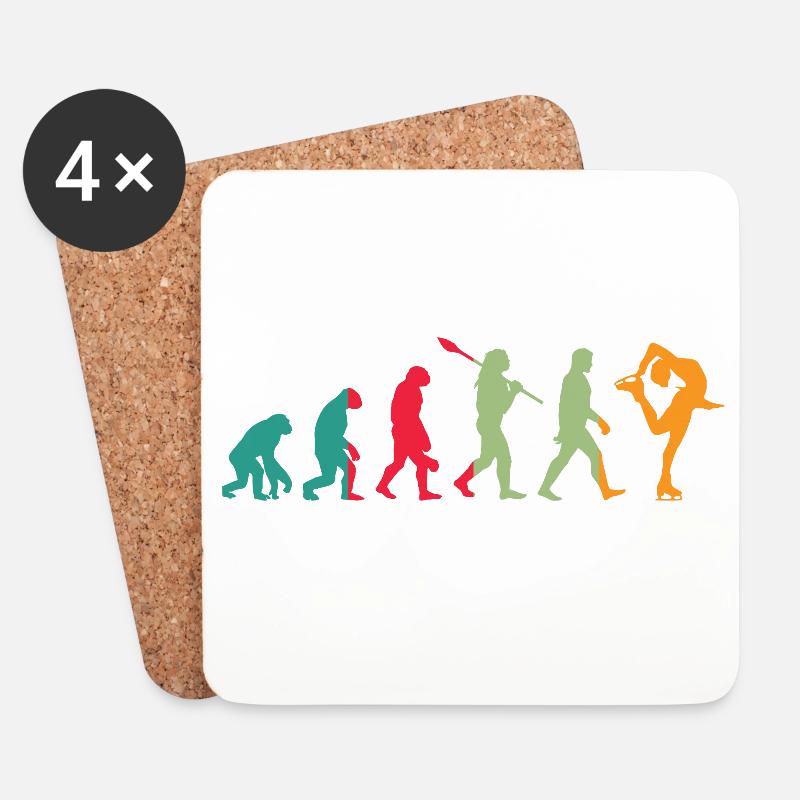 Eislauf Evolution Schlittschuh Entwicklung Winter - Untersetzer (4er-Set) - Weiß
