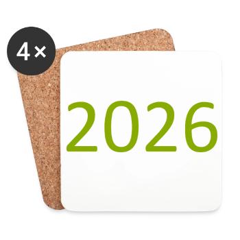2026 Green Birthday Anniversary Template Design - Coasters (set of 4) - white - Front