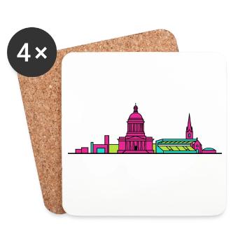 Illustration en ligne du mausolée de la ville de Hamilton - Dessous de verre (lot de 4) - blanc - Devant
