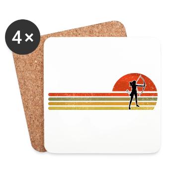 Sonnenuntergang Bogenschütze Retro - Untersetzer (4er-Set) - Weiß - Vorne
