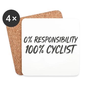 0% Verantwortung 100% Radfahrer - Untersetzer (4er-Set) - Weiß - Vorne