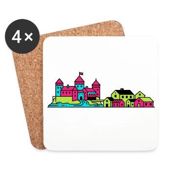 Städtische Skyline der Burg Örebro – Moderne Linienkunst - Untersetzer (4er-Set) - Weiß - Vorne