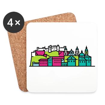 Salzburg City Skyline Fortress Modern Line Art - Coasters (set of 4) - white - Front