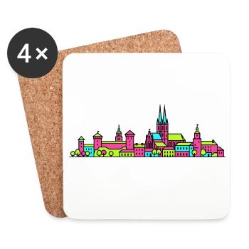 Silhouette de la ville de Lublin Porte de Cracovie Art moderne - Dessous de verre (lot de 4) - blanc - Devant
