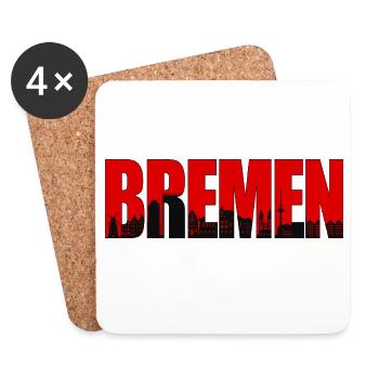 City of Bremen - Skyline (red) - Coasters (set of 4) - white - Front