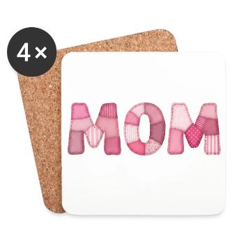 Mom Rosa Patchwork Mutter Motiv - Untersetzer (4er-Set) - Weiß - Vorne