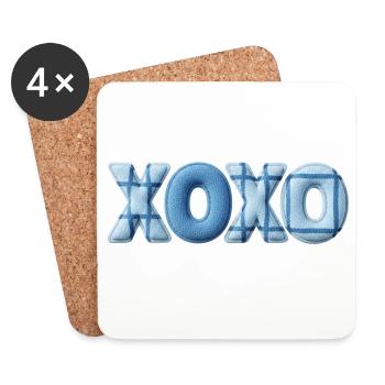 Look patchwork XOXO avec look tissu - Dessous de verre (lot de 4) - blanc - Devant