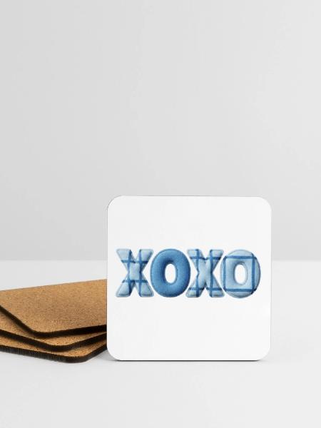 XOXO Patchwork Look with Fabric Look - Coasters (set of 4) - white - Front