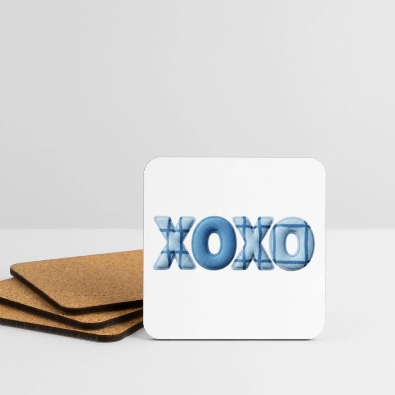 XOXO Patchwork Look mit Stoff Optik Untersetzer (4er-Set)