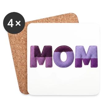Mom Patchwork SchriftTypografie Lila Statement - Untersetzer (4er-Set) - Weiß - Vorne