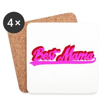 Meilleure typographie rétro Bold de Mama - Dessous de verre (lot de 4) - blanc - Devant
