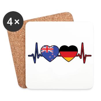 Nouvelle-Zélande, Allemagne, Fierté néo-zélandaise allemande - Dessous de verre (lot de 4) - blanc - Devant