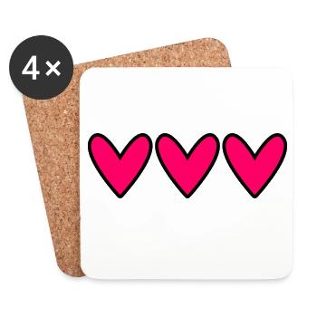 CŒUR. CŒURS. SAINT VALENTIN. LOVE. AMOUR. NOËL - Dessous de verre (lot de 4) - blanc - Devant