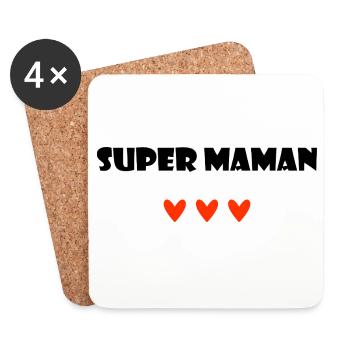 SUPER MOM. MOTHER'S DAY. HAPPY MOTHER'S DAY - Coasters (set of 4) - white - Front