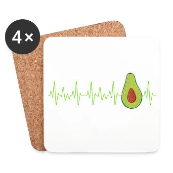 Avocado Heartbeat Avo Vegetarian - Coasters (set of 4) - white - Front