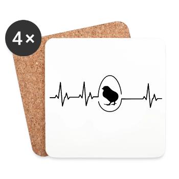 Fans de poulets - - Coq - Poussins - Dessous de verre (lot de 4) - blanc - Devant