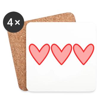 HERZ. HERZ. VALENTINSTAG. LIEBE. LIEBE. PAAR. - Untersetzer (4er-Set) - Weiß - Vorne
